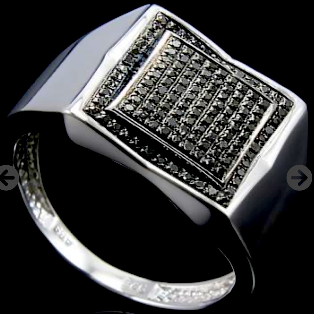 Handsome14K White Gold Over Solid Sterling Silver 0.50 CTW Diamond Designer Ring